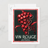 Vin Rouge De TableワインラベルEurope ポストカード (正面/裏面)
