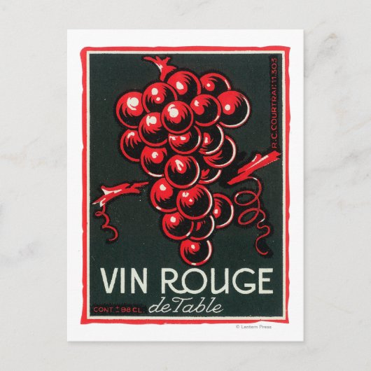 Vin Rouge De TableワインラベルEurope ポストカード (正面)