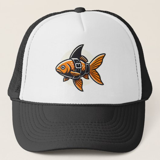 Vin Zzepによるサメのヒレの金魚Tシャツ キャップ (正面)