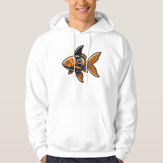 Vin Zzepによるサメのヒレの金魚Tシャツ パーカ (正面)