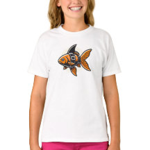Vin Zzepによるサメのヒレの金魚Tシャツ