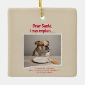 Vinage Funny Dog Pet Photo Christmas Holiday セラミックオーナメント (正面)