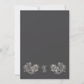 Vinatage Floral Crest Charcoal Cream Wedding 招待状 (裏面)
