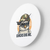 Vinatge Chicks Dig Me Easter Camo Toddler Boys Fun ラージ壁時計 (傾斜)