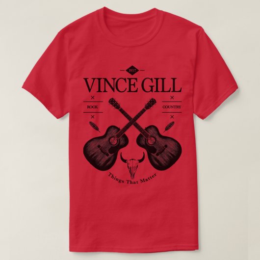Vince Gillアコースティックギターヴィンテージロゴ Tシャツ (デザイン正面)