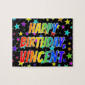 "VINCENT"名、おもしろい"ハッピーバースデー" ジグソーパズル (横)