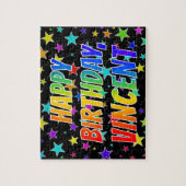 "VINCENT"名、おもしろい"ハッピーバースデー" ジグソーパズル (縦)