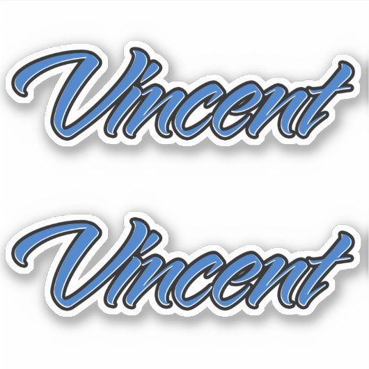 Vincent Name blue Aufkleber Sticker Stickerset シール (正面)