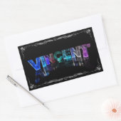 Vincent - The Name Vincent in 3D Lights (Photogra) 長方形シール (封筒)