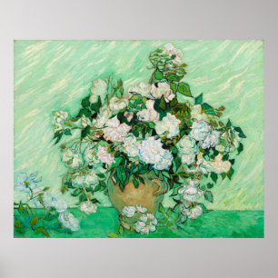 Vincent Vanゴッホによるバラ付き花瓶 ポスター