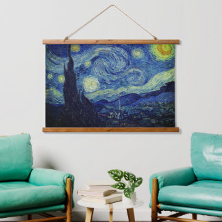 Vincent Vanゴッホによる星空の夜の木製タペストリー 吊り下げ型タペストリー