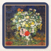 Vincent Vanゴッホによる花瓶の花束 スクエアペーパーコースター (正面)