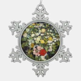 Vincent Vanゴッホによる花瓶の花束 スノーフレークピューターオーナメント