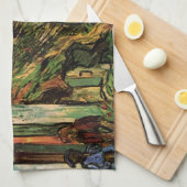 Vincent vanゴッホによる茅葺き砂岩コテージ キッチンタオル (四つ折り)
