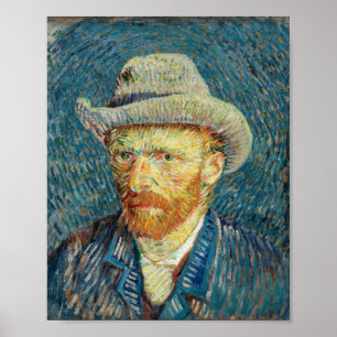 Vincent Vanゴッホ・グレーハット感じ自画像 ポスター