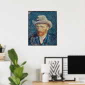 Vincent van Goによるグ感じレイハット付きセルフポートレート ポスター (ホームオフィス)