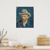 Vincent van Goによるグ感じレイハット付きセルフポートレート ポスター (キッチン)