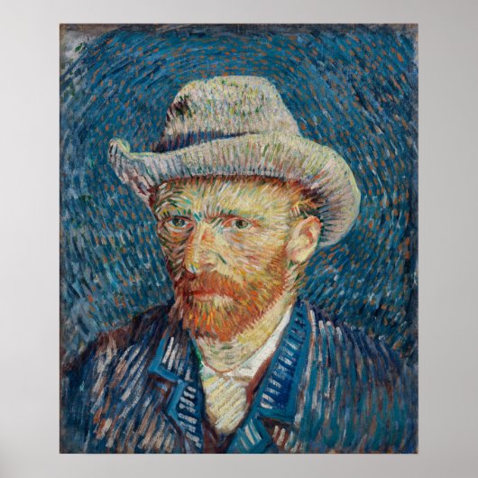 Vincent van Goによるグ感じレイハット付きセルフポートレート ポスター (正面)
