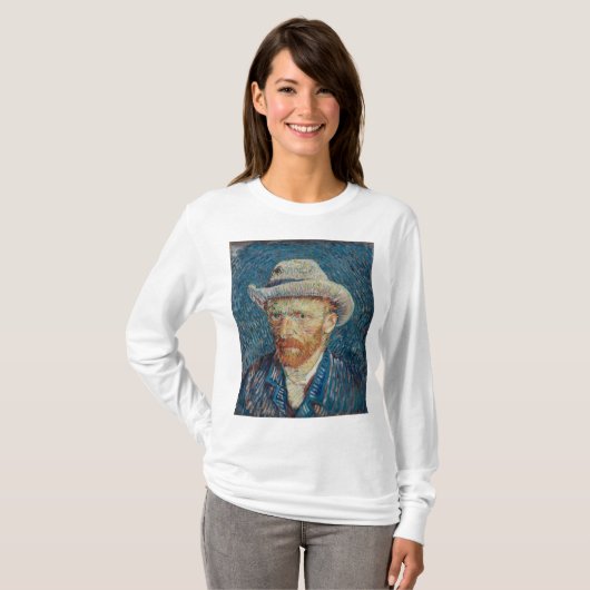 Vincent van Goによるグ感じレイハット付きセルフポートレート Tシャツ (正面フル)