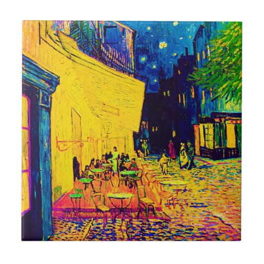 Vincent Van Gogh - カフェテラス 夜のポップアート タイル (正面)