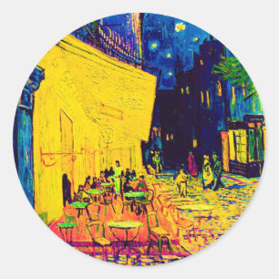Vincent Van Gogh - カフェテラス 夜 ポップアート ラウンドシール