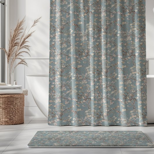 Vincent Van Gogh Almond Blossom on Slate Blue シャワーカーテン