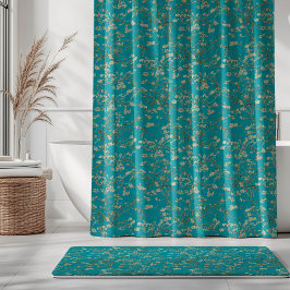 Vincent Van Gogh Almond Blossom on Teal Blue シャワーカーテン