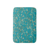 Vincent Van Gogh Almond Blossom on Teal Blue バスマット (正面縦)