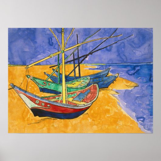 Vincent van Gogh - Fishing Boats on the Beach ポスター (正面)
