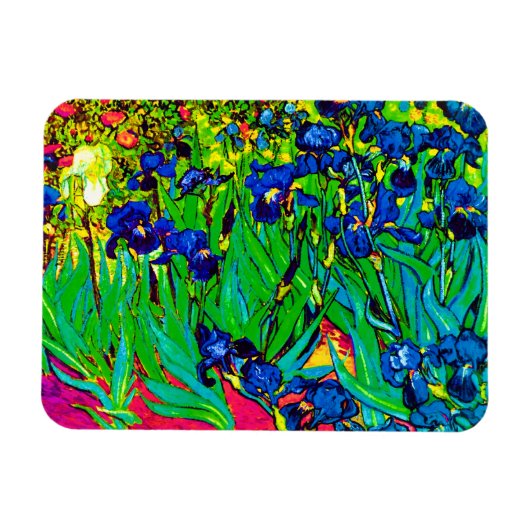 Vincent Van Gogh - Irises - 花好きポップアート マグネット (横)