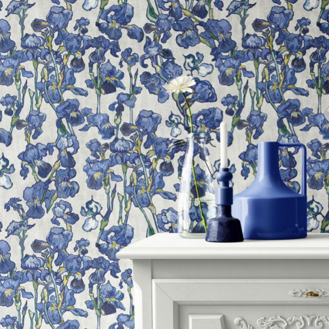 Vincent Van Gogh Irises Cobalt Blue Stone White 壁紙 (クリエイターアップロード済み)