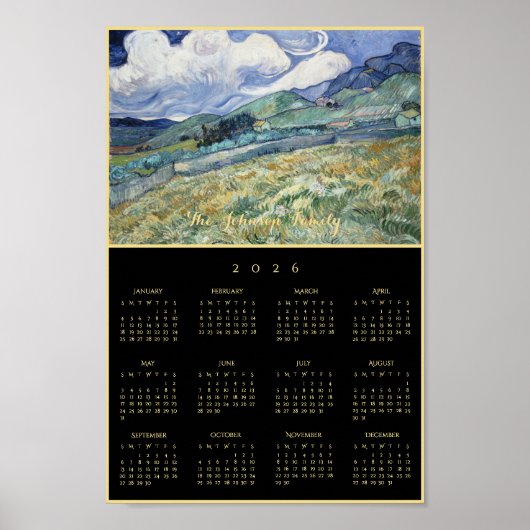 Vincent Van Gogh Landscape France 2026 Calendar ポスター (正面)