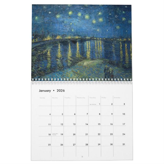 Vincent Van Gogh Paintings カレンダー (1月 2026)