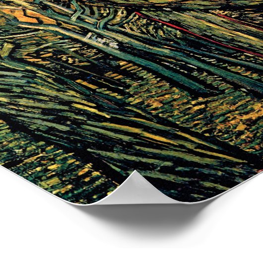 Vincent Van Gogh - Pine Trees Against A Red Sky ポスター (角)