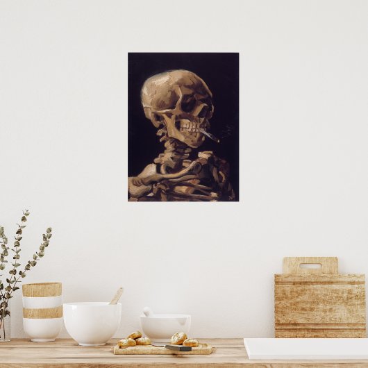 Vincent Van Gogh - Skull with Burning Cigarette ポスター (キッチン)