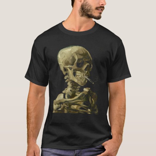 Vincent Van Gogh Skull With Cigarette Skeleton ant Tシャツ (正面)