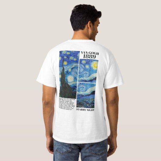 Vincent Van Gogh Starry Night 1889 Art  Tシャツ (裏面フル)