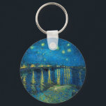 Vincent Van Gogh Starry Night Over the Rhone キーホルダー<br><div class="desc">Van Gogh Masterpiece Starry Night - A painting by Vincent Van Gogh,  Starry Night Over the Rhone,  shows a night filled with stars,  and a bridge. Painted in Arles France at night time,  painted in 1888.</div>