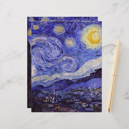 Vincent Van Gogh Starry Night Scrapbook Paper (正面/裏面インサイチュ)