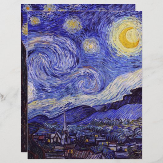 Vincent Van Gogh Starry Night Scrapbook Paper (正面/裏面)