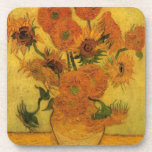 Vincent van Gogh Still Life Vase w 15 Sunflowers コースター<br><div class="desc">Still Life: Vase with Fifteen Sunflowers by Vincent van Gogh is a vintage fine art post impressionism nature still life floral painting. A part of series of nature paintings with a bouquet of yellow and orange sunflower flowers from a summer garden. About the artist: Vincent Willem van Gogh (1853 -1890)...</div>