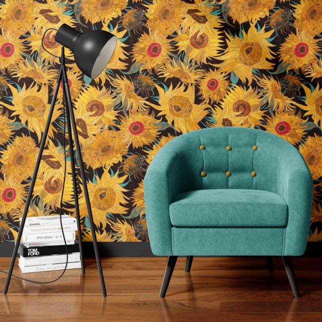 Vincent Van Gogh Sunflowers Black Yellow 壁紙 (クリエイターアップロード済み)