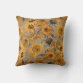 Vincent Van Gogh Sunflowers Grey Yellow クッション (裏面)