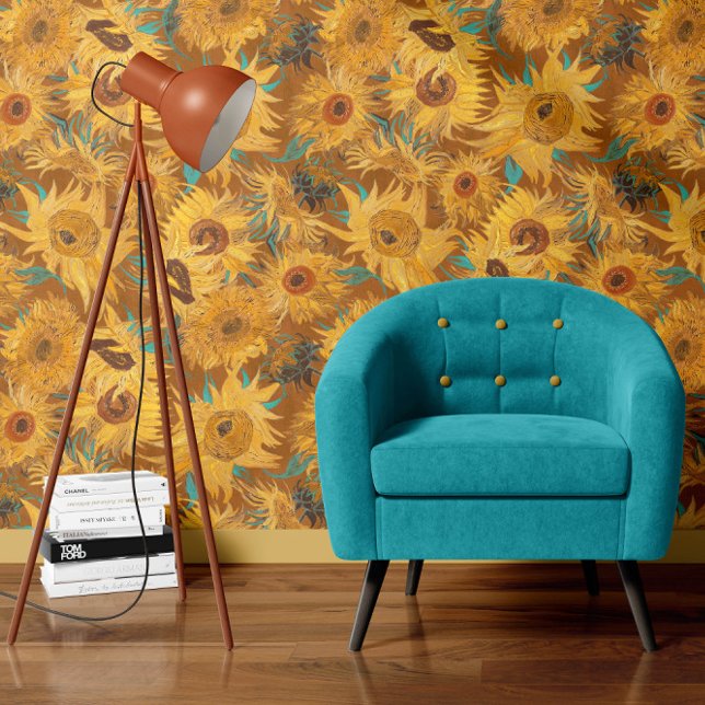 Vincent Van Gogh Sunflowers Rust Brown Yellow 壁紙 (クリエイターアップロード済み)