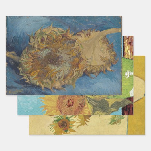 Vincent Van Gogh -  Sunflowers Selection ラッピングペーパーシート (セット)