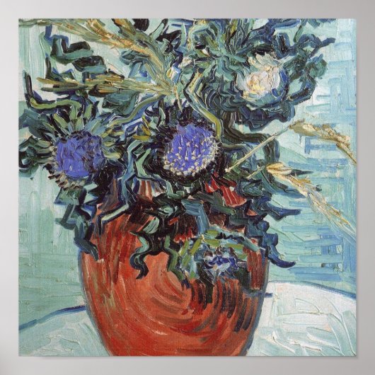 Vincent Van Gogh - Vase with Flowers and Thistles, ポスター (正面)