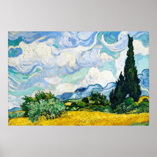 Vincent Van Gogh Wheat Field with Cypresses ポスター (正面)