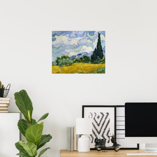 Vincent Van Gogh's Wheat Field with Cypresses  Sm ポスター (ホームオフィス)