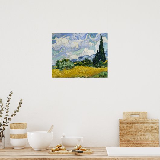 Vincent Van Gogh's Wheat Field with Cypresses  Sm ポスター (キッチン)