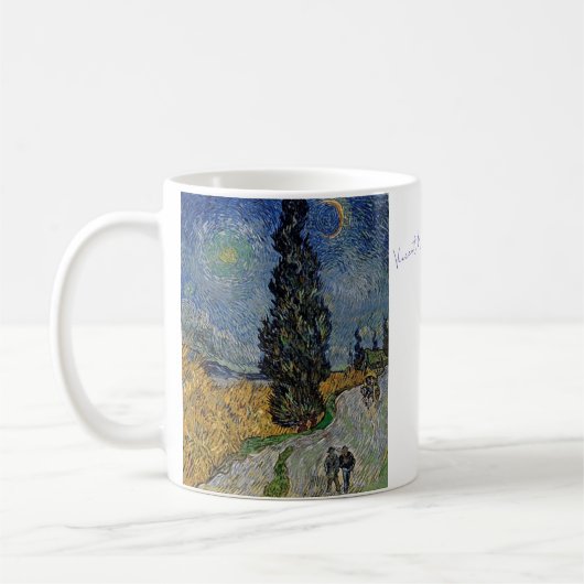 Vincent Willem van Gogh　糸杉と星の見える道 コーヒーマグカップ (左)